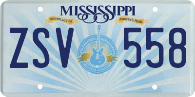 MS license plate ZSV558
