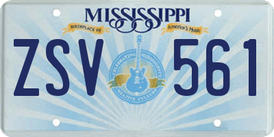 MS license plate ZSV561