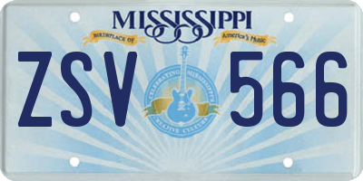 MS license plate ZSV566