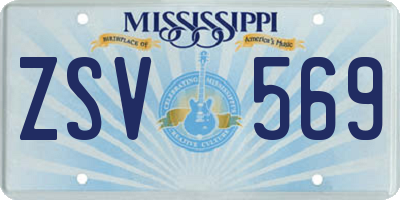 MS license plate ZSV569