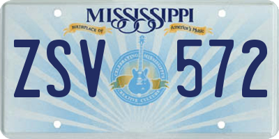 MS license plate ZSV572