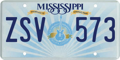 MS license plate ZSV573