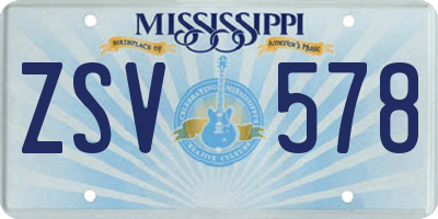 MS license plate ZSV578