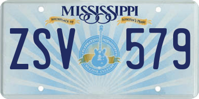 MS license plate ZSV579