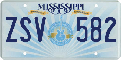 MS license plate ZSV582