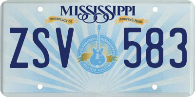 MS license plate ZSV583