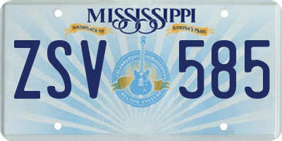 MS license plate ZSV585