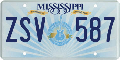 MS license plate ZSV587