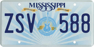 MS license plate ZSV588