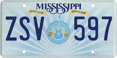 MS license plate ZSV597
