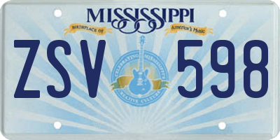 MS license plate ZSV598