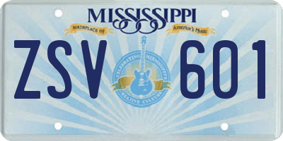 MS license plate ZSV601