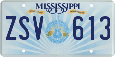 MS license plate ZSV613