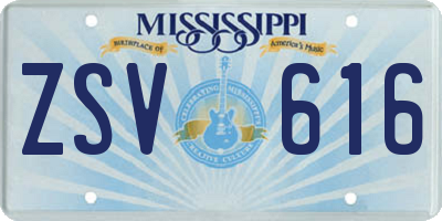 MS license plate ZSV616