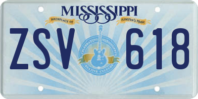 MS license plate ZSV618