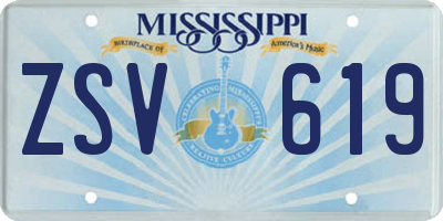 MS license plate ZSV619