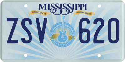 MS license plate ZSV620