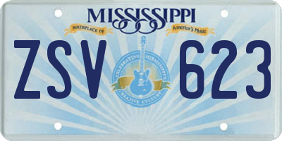 MS license plate ZSV623