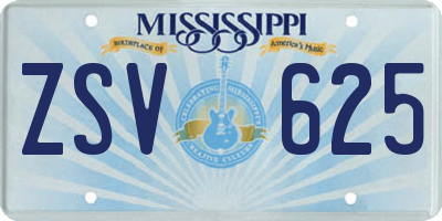 MS license plate ZSV625