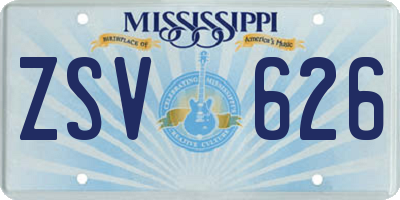 MS license plate ZSV626
