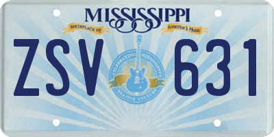 MS license plate ZSV631