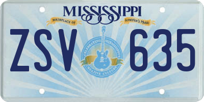 MS license plate ZSV635