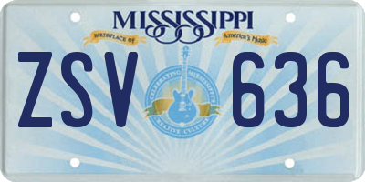 MS license plate ZSV636