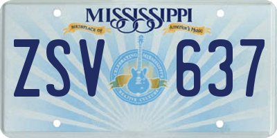 MS license plate ZSV637