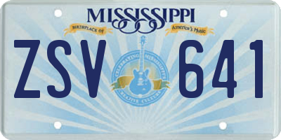 MS license plate ZSV641