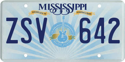 MS license plate ZSV642