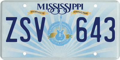 MS license plate ZSV643
