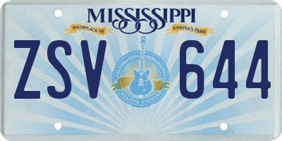 MS license plate ZSV644