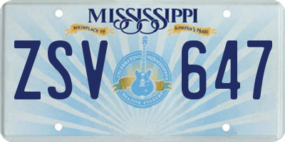 MS license plate ZSV647