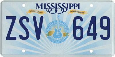 MS license plate ZSV649