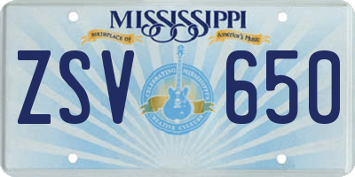 MS license plate ZSV650