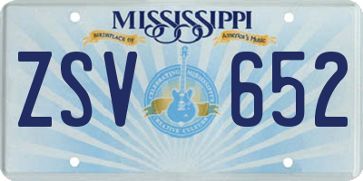 MS license plate ZSV652