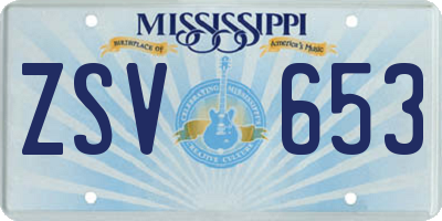 MS license plate ZSV653