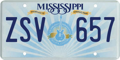 MS license plate ZSV657