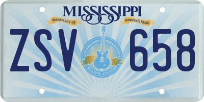 MS license plate ZSV658