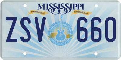 MS license plate ZSV660