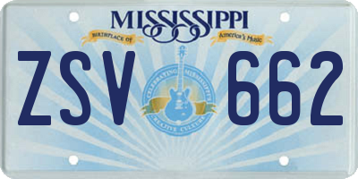 MS license plate ZSV662
