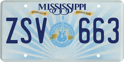 MS license plate ZSV663
