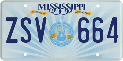 MS license plate ZSV664
