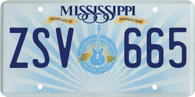 MS license plate ZSV665