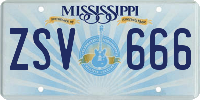 MS license plate ZSV666