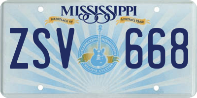 MS license plate ZSV668