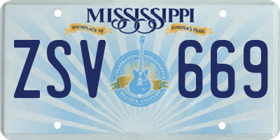 MS license plate ZSV669