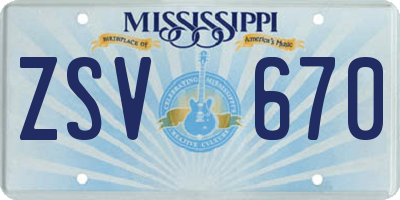 MS license plate ZSV670