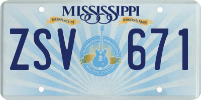 MS license plate ZSV671