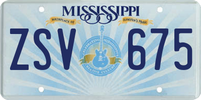 MS license plate ZSV675